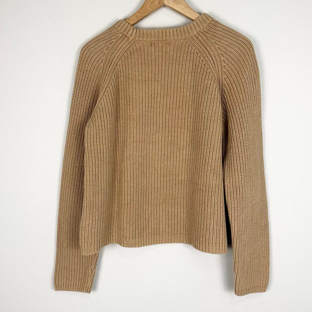 QUINCE 100% Organic Cotton Fisherman Crew Sweater Camel Large EUC - Picture 4 of 8